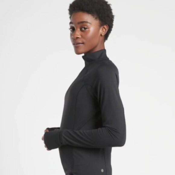 Athleta Rainier Half Zip Long Sleeve Pullover Top Black Size Medium - Picture 1 of 7